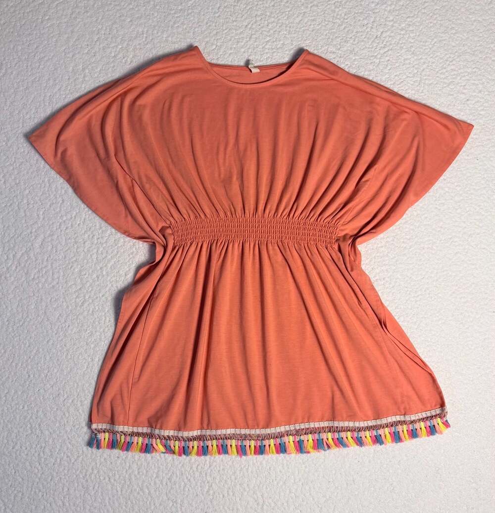 Kite Coral Tassel Hem Smocked Waist Cover-Up Tunic One Size